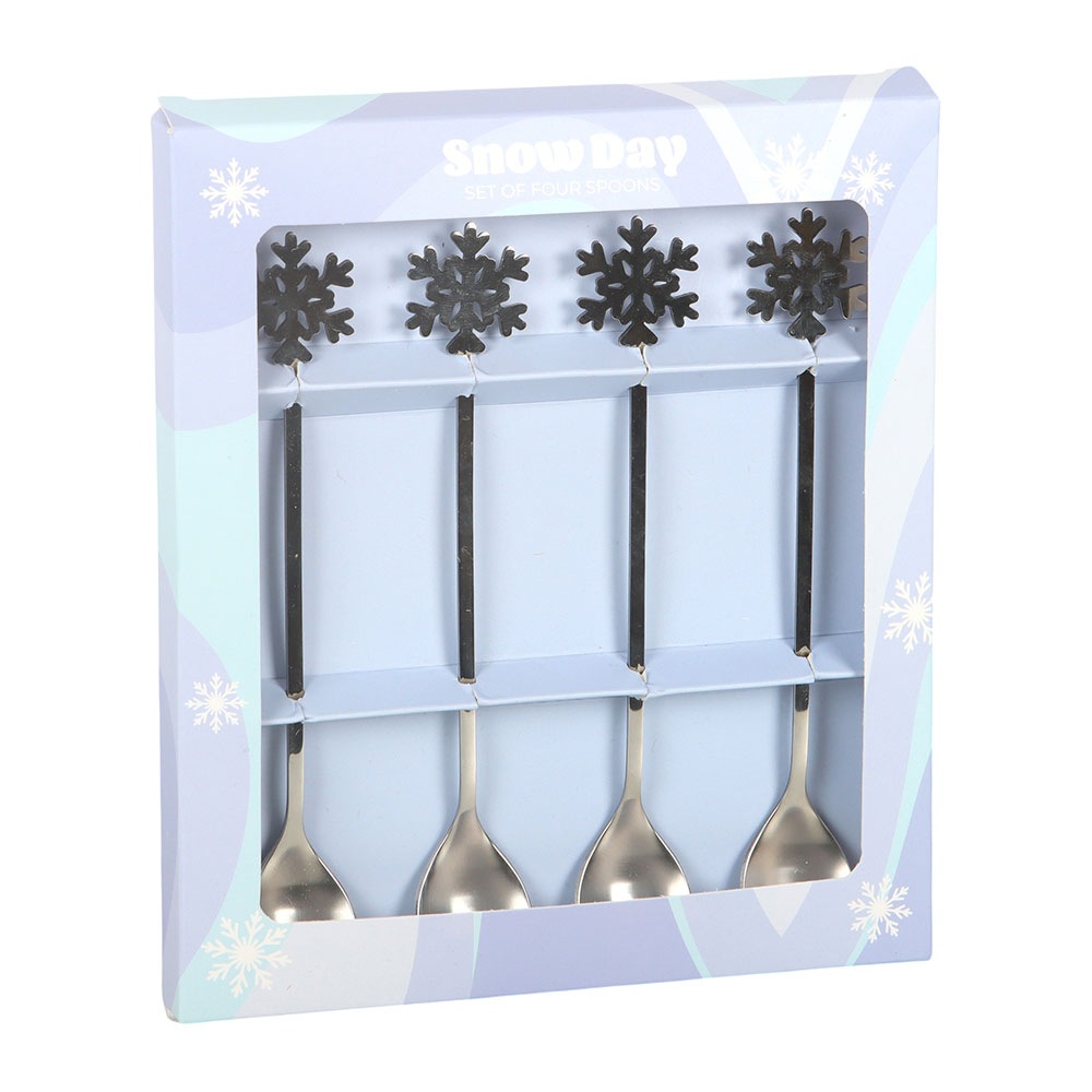 Something Different - Set of 4 Metal Snowflake Lepel - Zilverkleurig